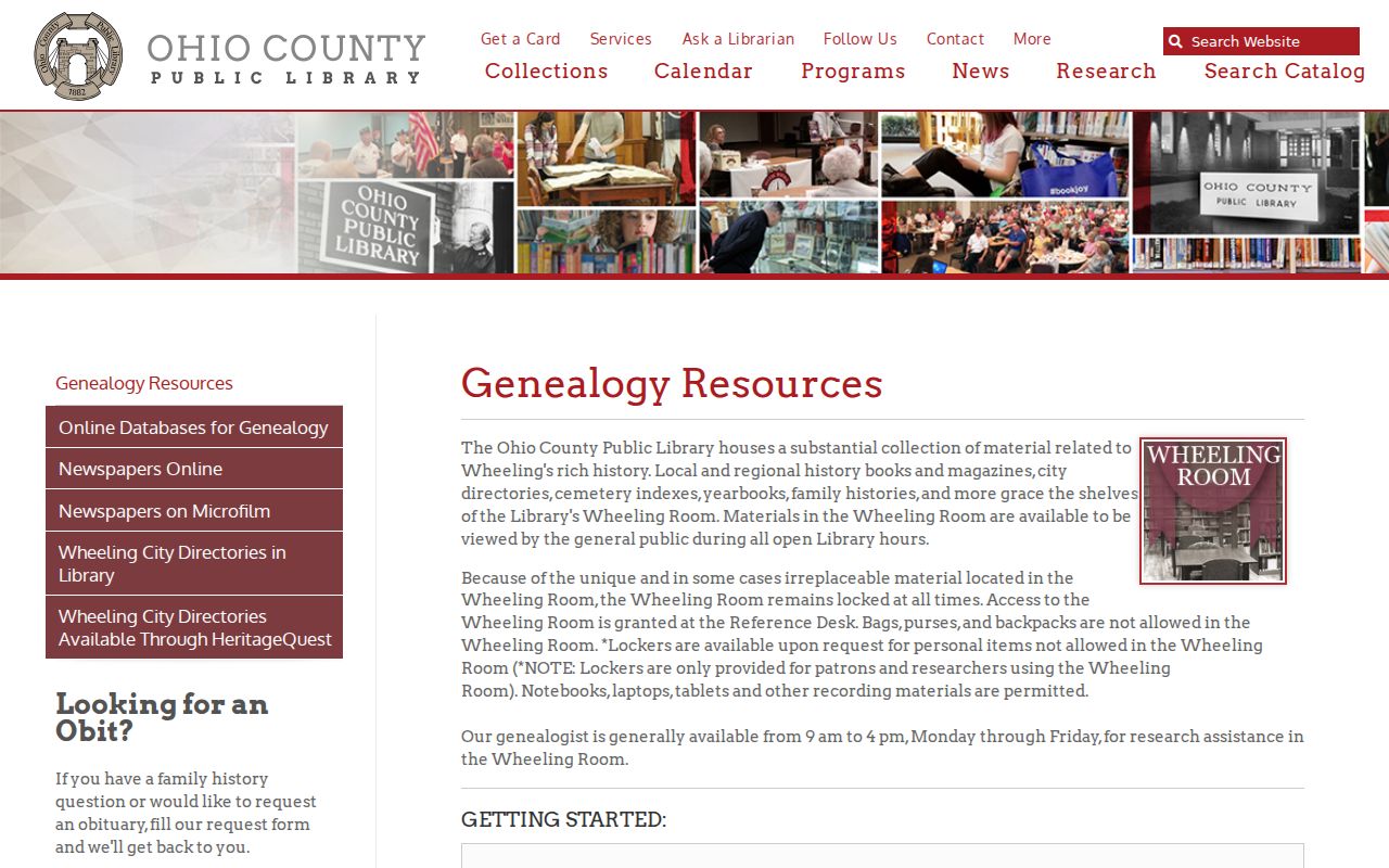Wheeling city directory resources in the library genealogy room