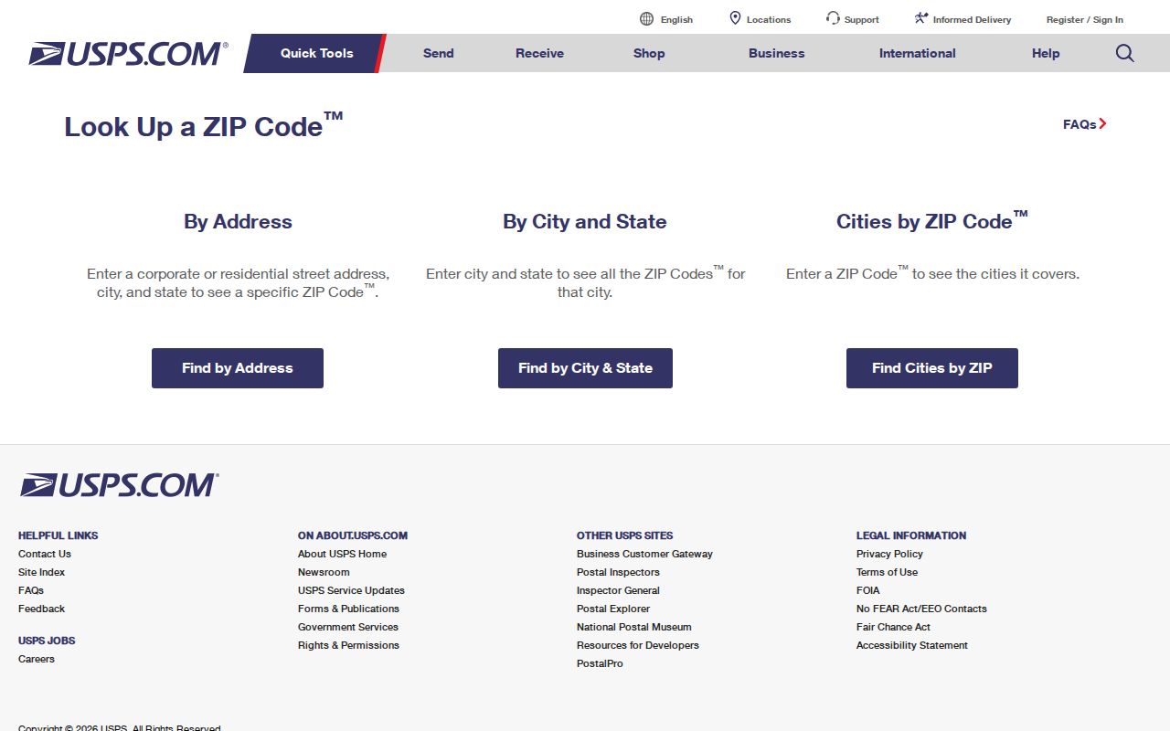 Wheeling ZIP code directory search modes in the USPS lookup